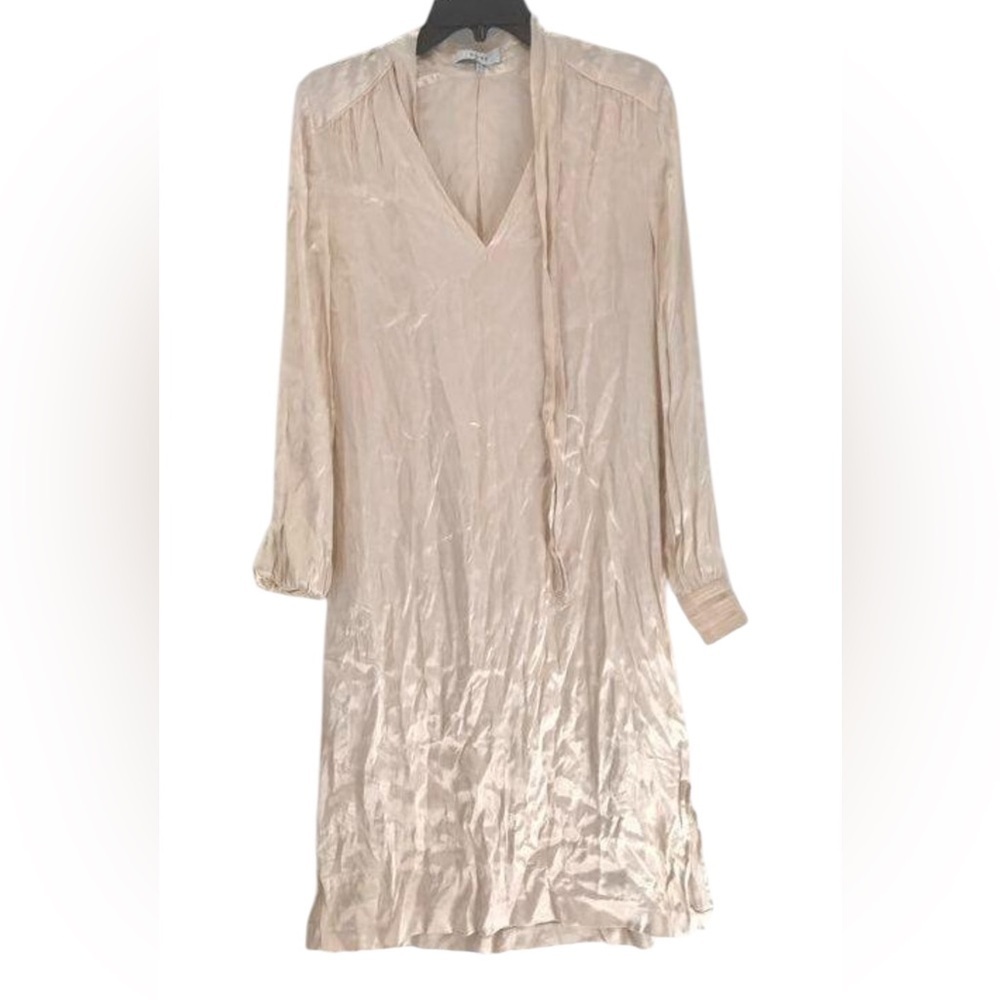 Reiss Ivory Silk Bow-Neck Satin Dress – Timeless British Elegance Size 8
